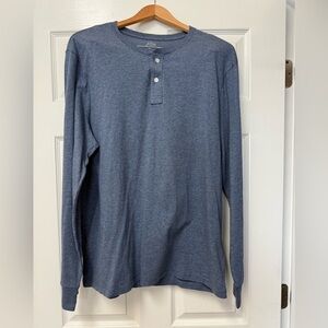 J. Crew Broken In Long Sleeve Henley Heathered Blue Men's Shirt Size XL